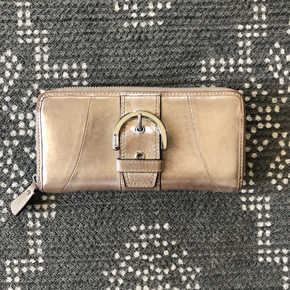 Coach gold metallic wallet